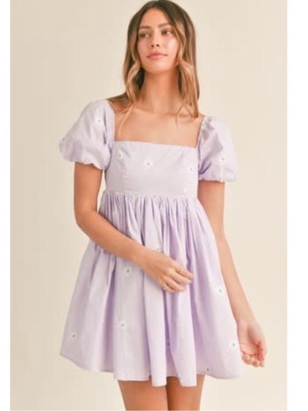 Mable Clothing Daisy Puff Sleeve Full Skirt Babydoll Mini Summer Dress